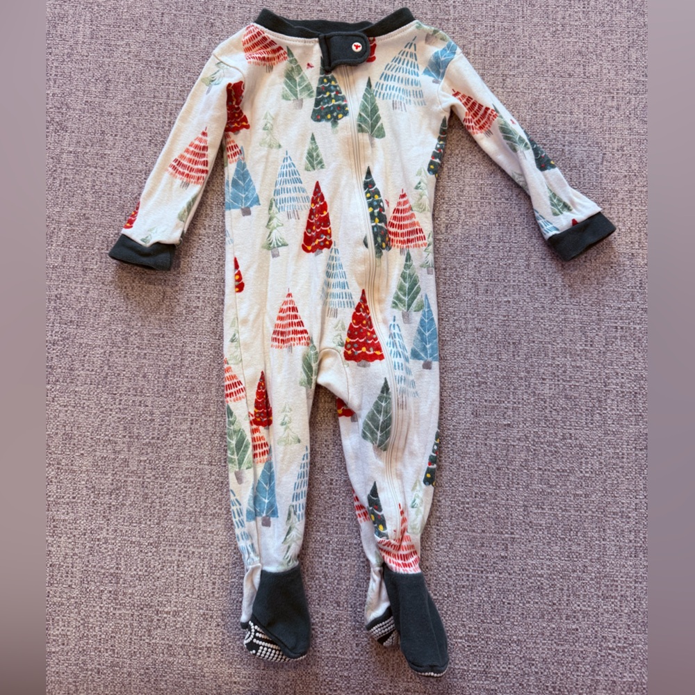 Burt’s Bees Baby footed pajamas in Christmas tree print